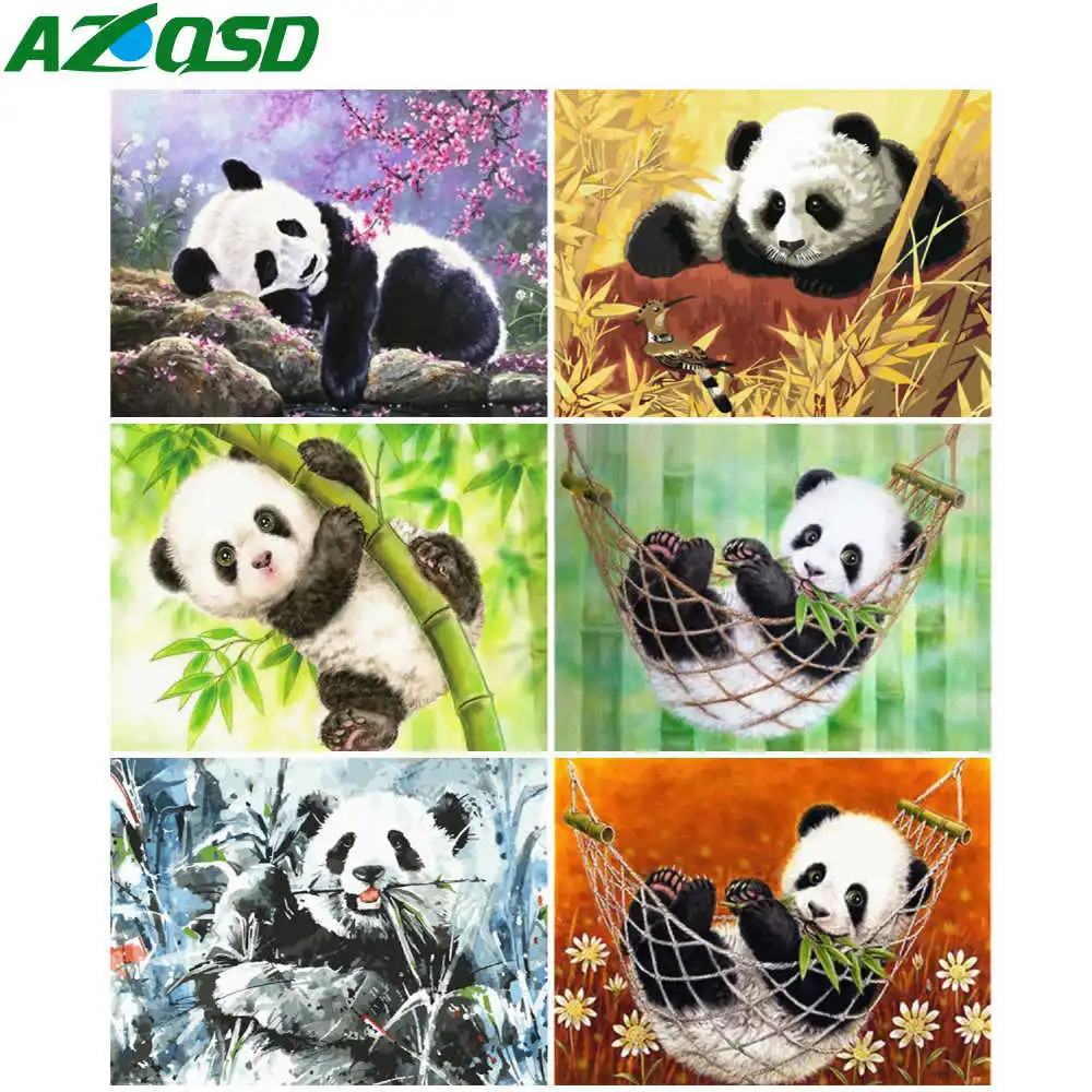 AZQSD Värvimine Poolt Numbrid Panda elutuba Teenetemärgi Loomade Akrüül, Õli Lõuendil Maali Käsitöö Diy Kingitus