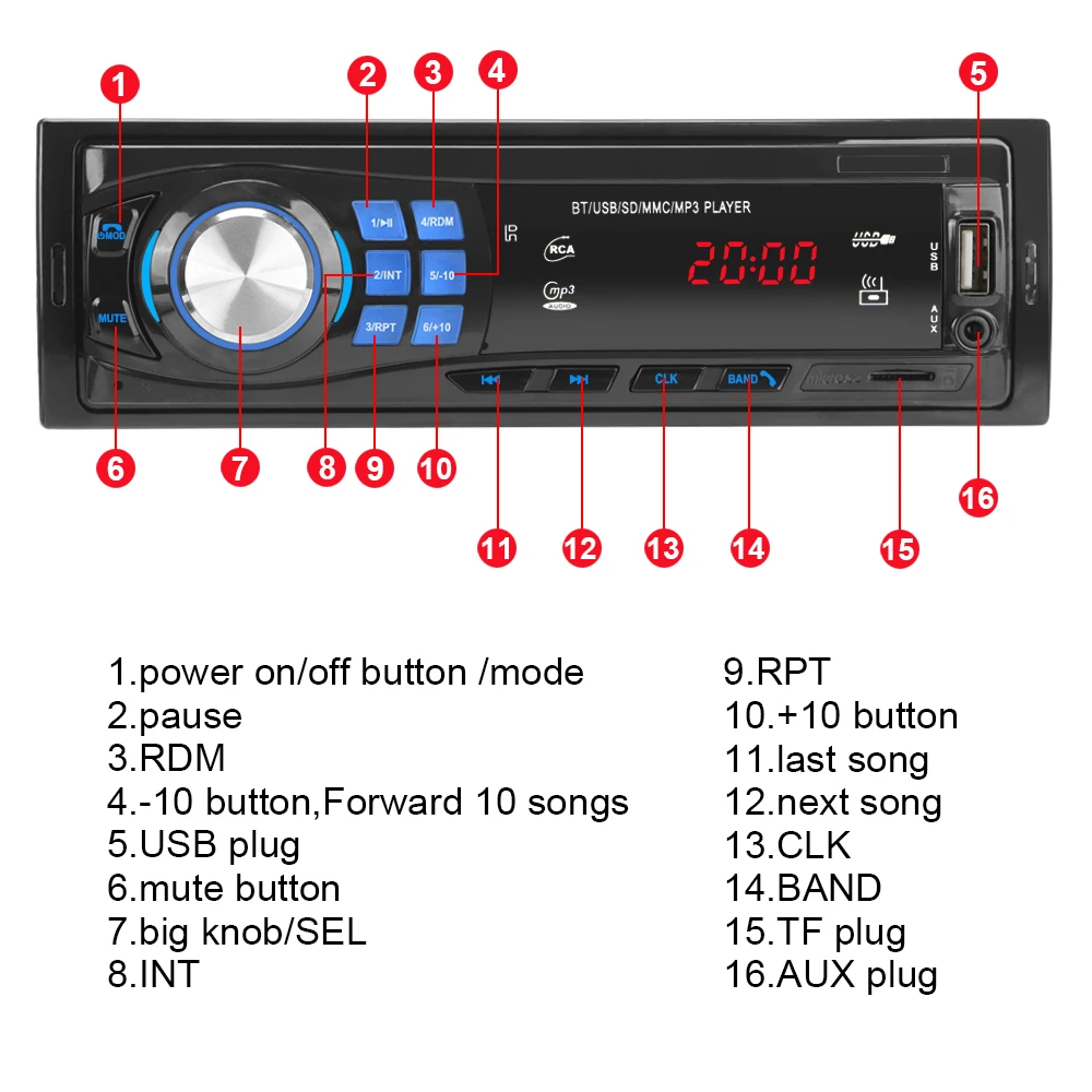 Bluetooth Autoradio Auto MP3 Mängija FM-Raadio Audio TF AUX Kiire USB Laadija Stereo-In-dash-Digitaalne näidik Auto Tarvikud Osad