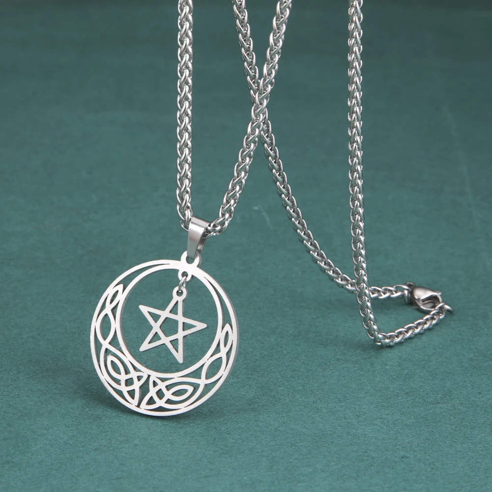 COOLTIME Roostevabast Terasest Pentagramm Ripats Kaelakee Mehed Iiri Sõlm Amulett Vintage Etnilise Talisment Pulm Ehteid Naistele