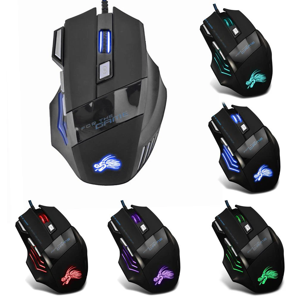 Gaming Mouse 7-Värviline Taustvalgus 5500 DPI Reguleeritav USB Juhtmega Optiline Hiired PC Office Sülearvuti Hiir, Hiired, Pro Gamer