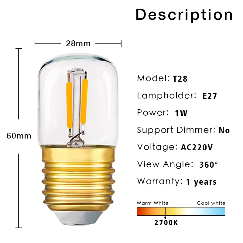 GANRILAND 6tk T28 E27 Retro Amber Edison LED Hõõgniidiga Pirn Lamp, 220V-240V Lamp 2700K Klaasist Lamp, Vintage Küünla Valgus