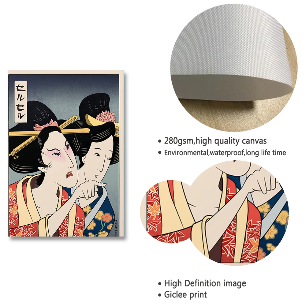 Home Decor Pildid Värvimine Pildid Seina Art Geisha Jaapani Samurai Kass Modulaarne Põhjamaade Canvas Poster Kaasaegne Öö Taust