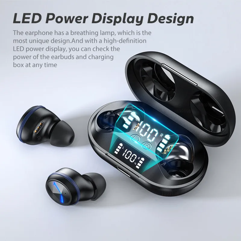 Juhtmeta Kõrvaklapid LED Võimsus Ekraan Bluetooth-Kõrvaklapid koos Mikrofoniga, Sport Wateproof Peakomplekt Earbuds 9D HiFi Heli Peakomplekti