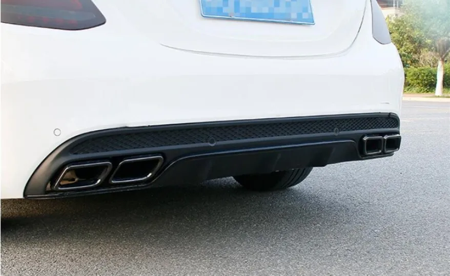 Kõrge kvaliteet PP Roostevabast terasest tagumise kaitseraua huule hajuti koos väljalasketoru otsa Benz W205 Sport Kaitseraua-2018