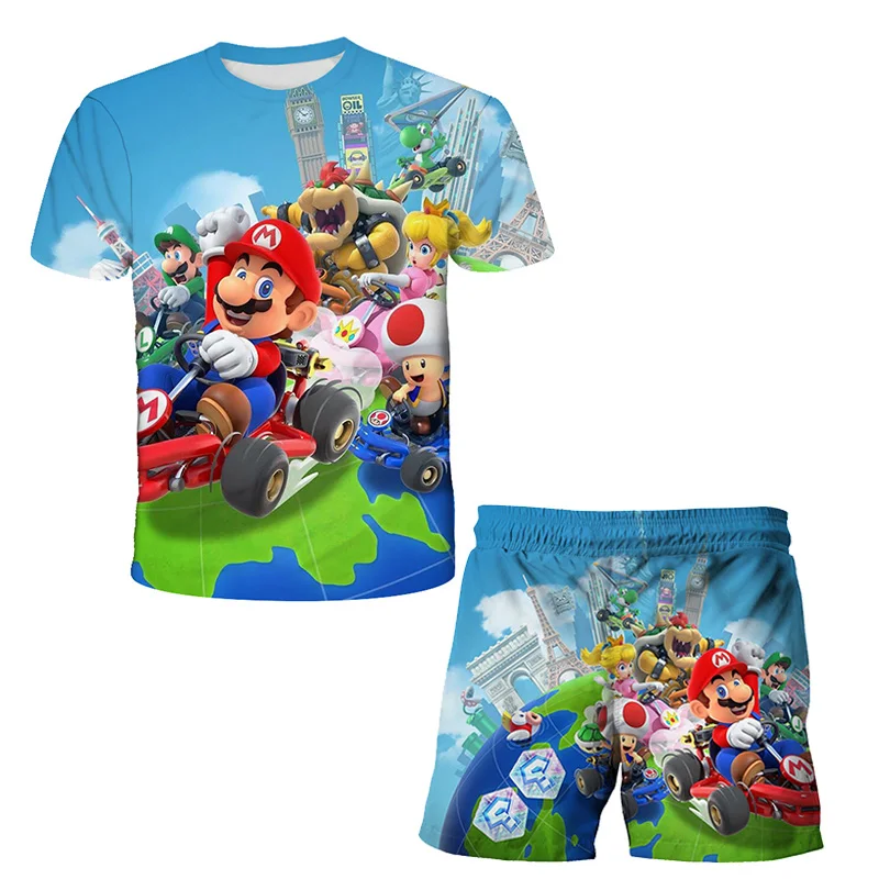 Laste Riided Komplekti T-särk & lühikesed Püksid, 2 tk Komplekti Mario bros Tshirts Sobib Baby Poiste T-Särk Tüdrukud Poiste Riideid Pükse, Ülikonnad