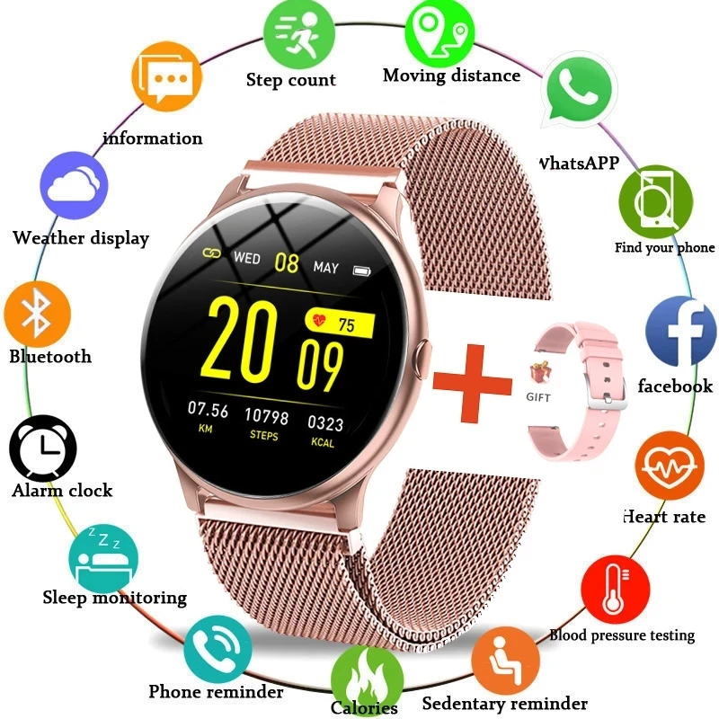 LIGE 2021 Uus Terasest bänd Värvi Ekraan Smart Watch Naised Mehed Veekindel Sport Fitness vaata Südame löögisageduse ja vererõhu tracker
