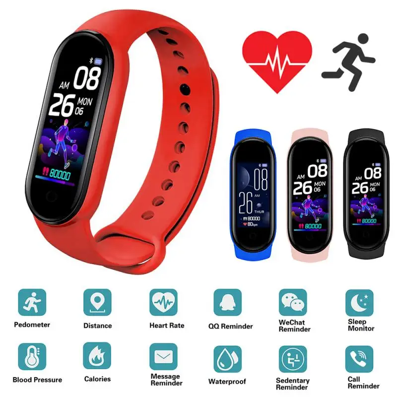 M5 Mehed Naised Fitness Tracker Sport Smart Watch Käevõru Südame Löögisageduse, Vererõhu Monitor Tervise Käepaela Bluetooth Smart Bänd