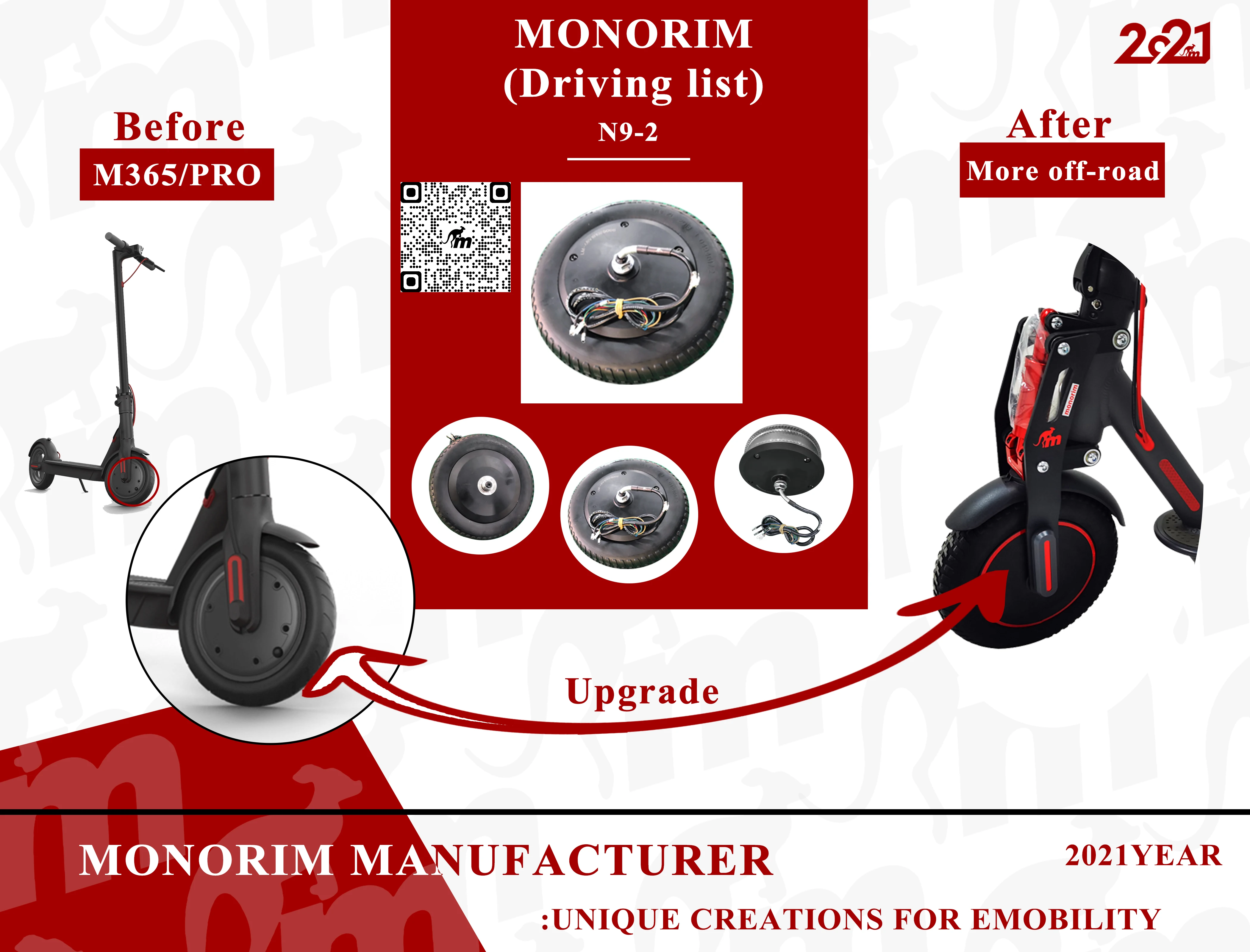 Monorim N9-2 xiaomi m365/1s/essential/pro1/pro2 Roller Mootor, Kõrge Pöördemomendiga Mootor 500w 48v Plahvatus-tõend rehvi fikseeritud ratas