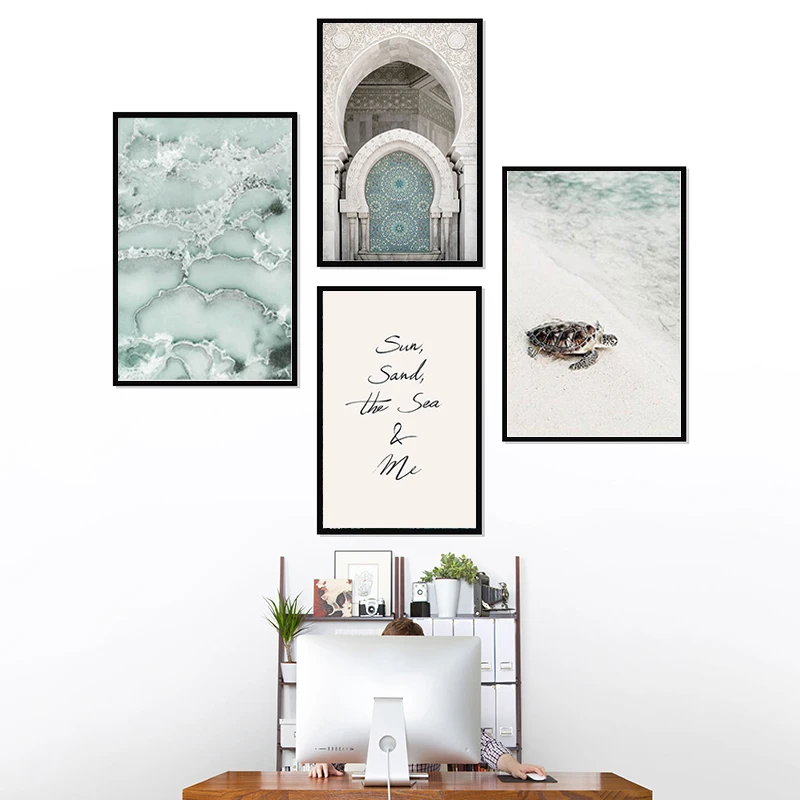 Moslemid Islami Plakatid ja Pildid Seina Art Lõuend Maalikunsti Kalligraafia Roosa Ramadan Seina Pilte Kodu Kaunistamiseks raamita