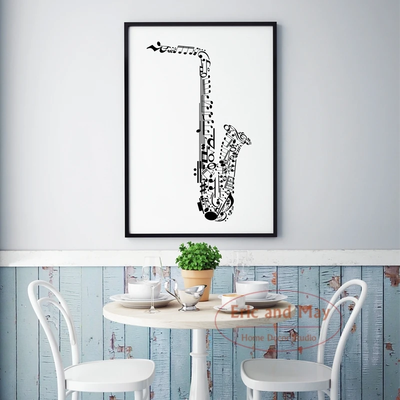 Muusikaline Instrument Saksofon Jazz Muusika Lõuendile Maali Pildid Seinale Vintage Plakat Dekoratiivsed Home Decor Pildile
