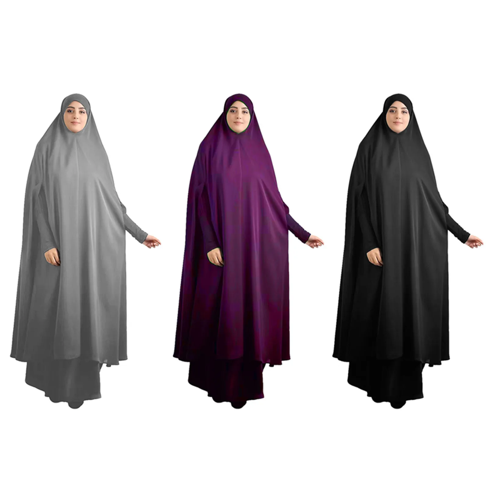Naiste Moslem, Islam Puhta Värvi Suvine Ventilative Abaya Pikk Kleit Fashion Muslim Komplekti Palve Kanda Naine Hijab Kleit Täielik Kate