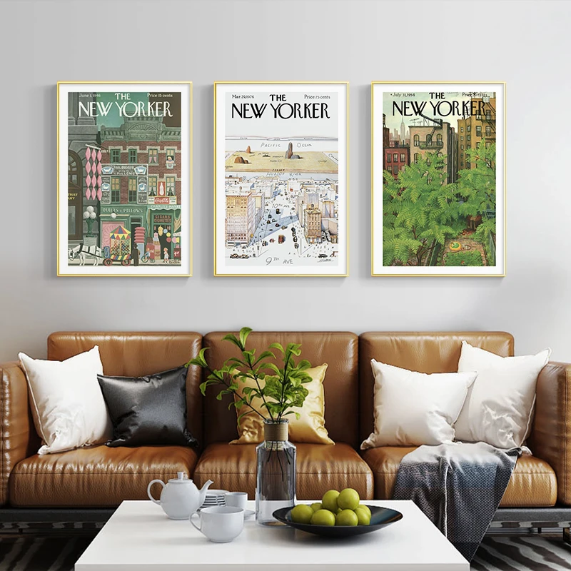 New Yorker Magazine Cover Plakat Vaadata Maailma 9. Avenue Vintage Print Seina Art Pilt Lõuendil Maali Home Decor