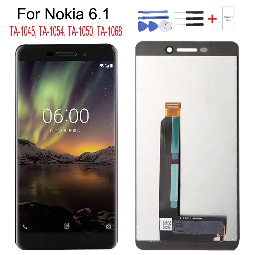 Originaal Nokia 6.1 2018 IPS LCD Ekraan Puutetundlik Assamblee Asendamine Digitizer 5.5 tolline TA-1045 TA-1054 TA-1050 TA-1068
