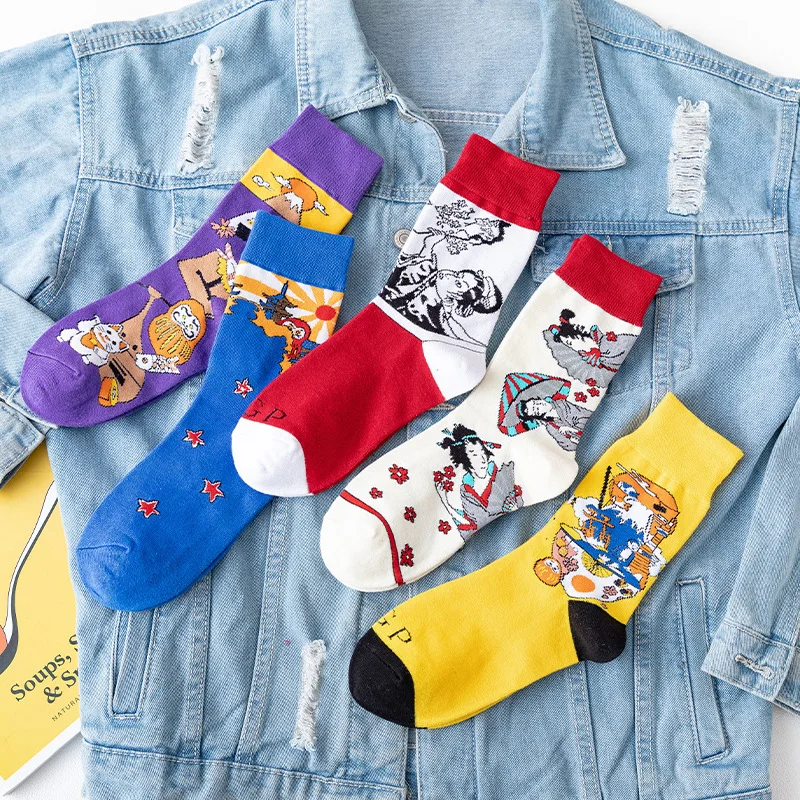 PEONFLY Uus aasta Sügisel koomiksitegelast Mustriga Sokid Naiste Loominguline Jaapani Puuvill Naljakas Happy Socks Fashion Street Calcetines
