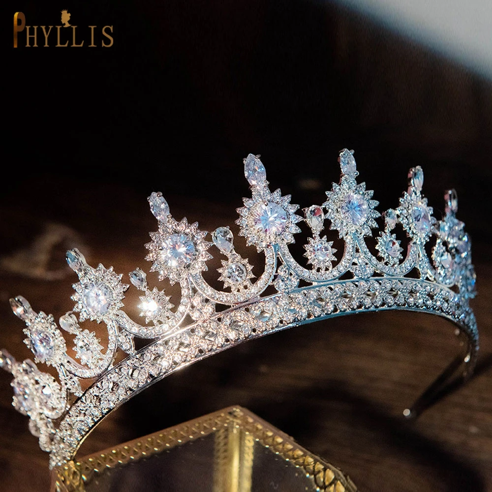 PHYLLIS A22 Tsirkoon Crown Pruudi Luksus Sulamist Võlu Pruut Headpiece Pulm Tiaras Võistlused Peakatted Laste Pruutneitsi Peakatet