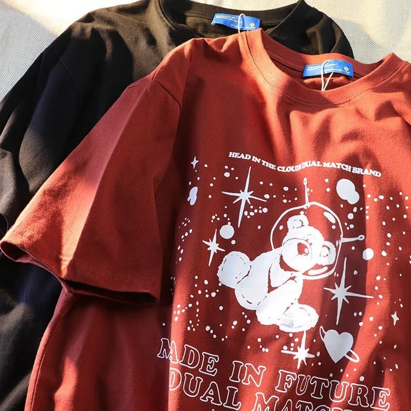 Puuvill 2021 Harajuku Mittekolmnurksed Ruumi Karu Vein Punane Vabaaja T-särk Paar Lühikesed Varrukad Naine Tshirts