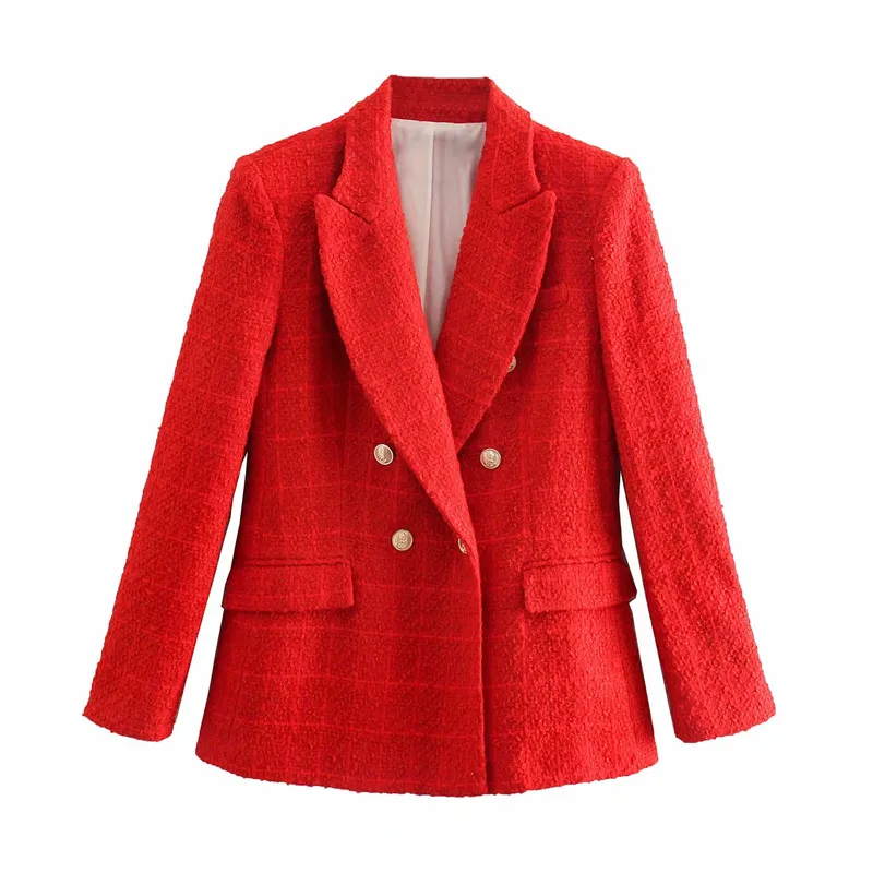 PUWD Elegantne Naine, Punane Tweed Bleiser Mantel 2021 Kevade Mood Daamid Topelt karavan Jakk Naiste Vintage Streetwear Outwear