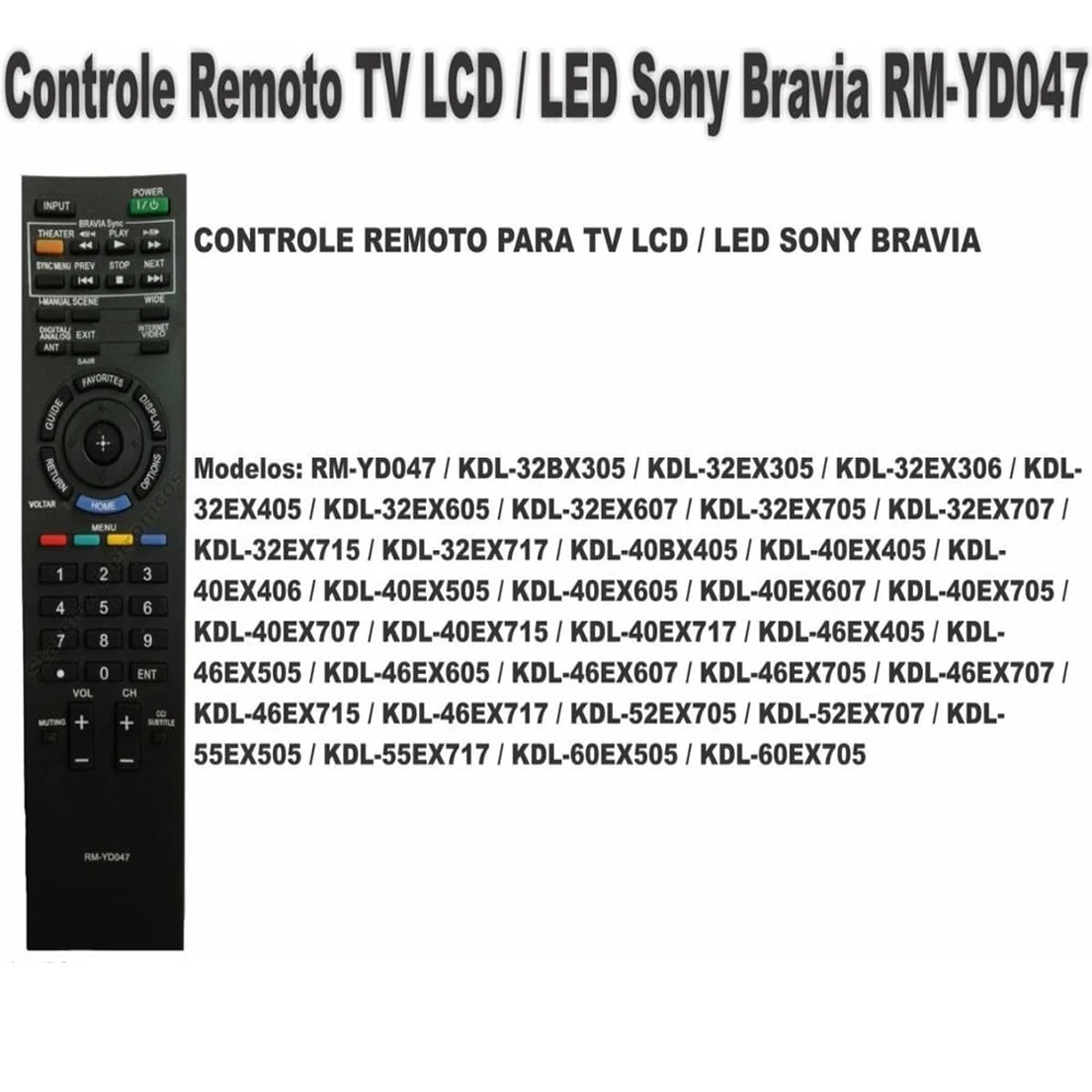 RM-YD047 UUS Asendaja Sony HDTV LCD LED TV Kaugjuhtimispult KDL32EX707 KDL-32BX305 KDL40HX800 KDL-40EX405 Fernbedienung