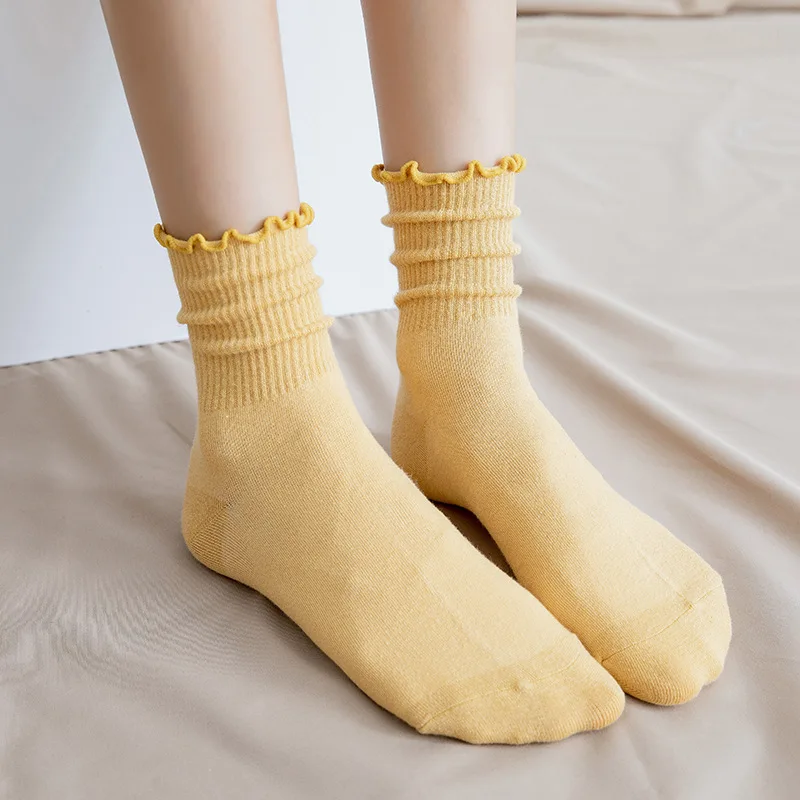 Ruffle Sokid Naiste Kawaii Armas Valge Satsiline Sokid korea Jaapani Mood Candy Värvi Sokk Meeskonna Naine calcetines de la mujer