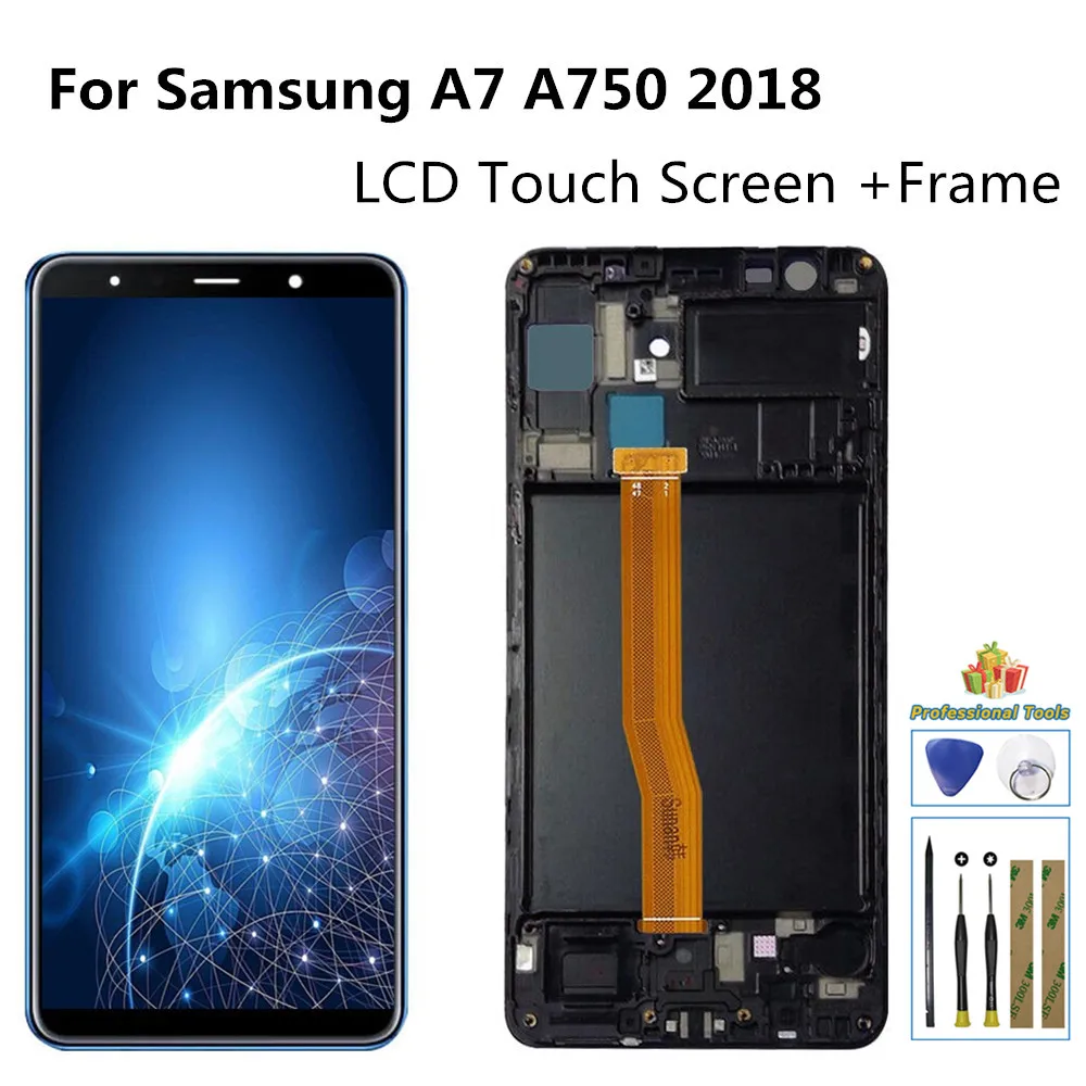 Samsung Galaxy A7 2018 A750 SM-A750F A750G SM-A750FN/DS SM-A750F/DS SM-A750FN LCD Ekraan Puutetundlik Digitizer Raami Vahendid