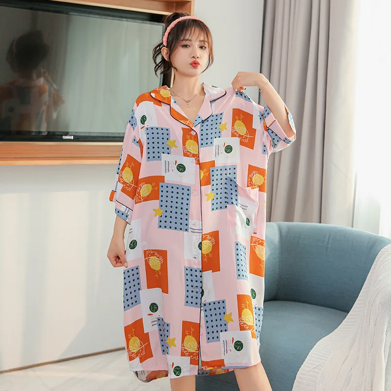 Sleepshirt 2021 Suvel Uus Naiste Nightgowns Vabaaja Sleepwear Lühike Multikas Nightdress Intiimne Pesu Hubane Siserõivad