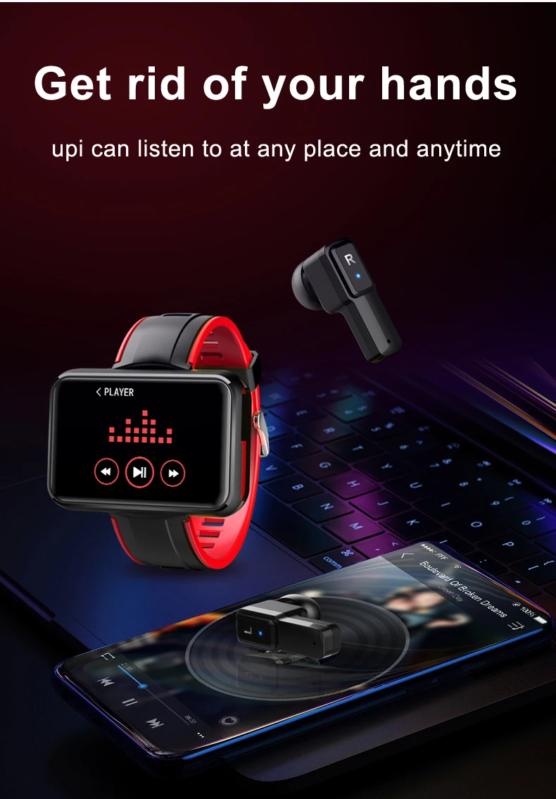 Smart Vaadata Kõrvaklapid Südame Löögisagedus, vererõhk Fitness Käevõru Meeste ja Naiste Veekindel Sport Smartwatch IOS Android Uus
