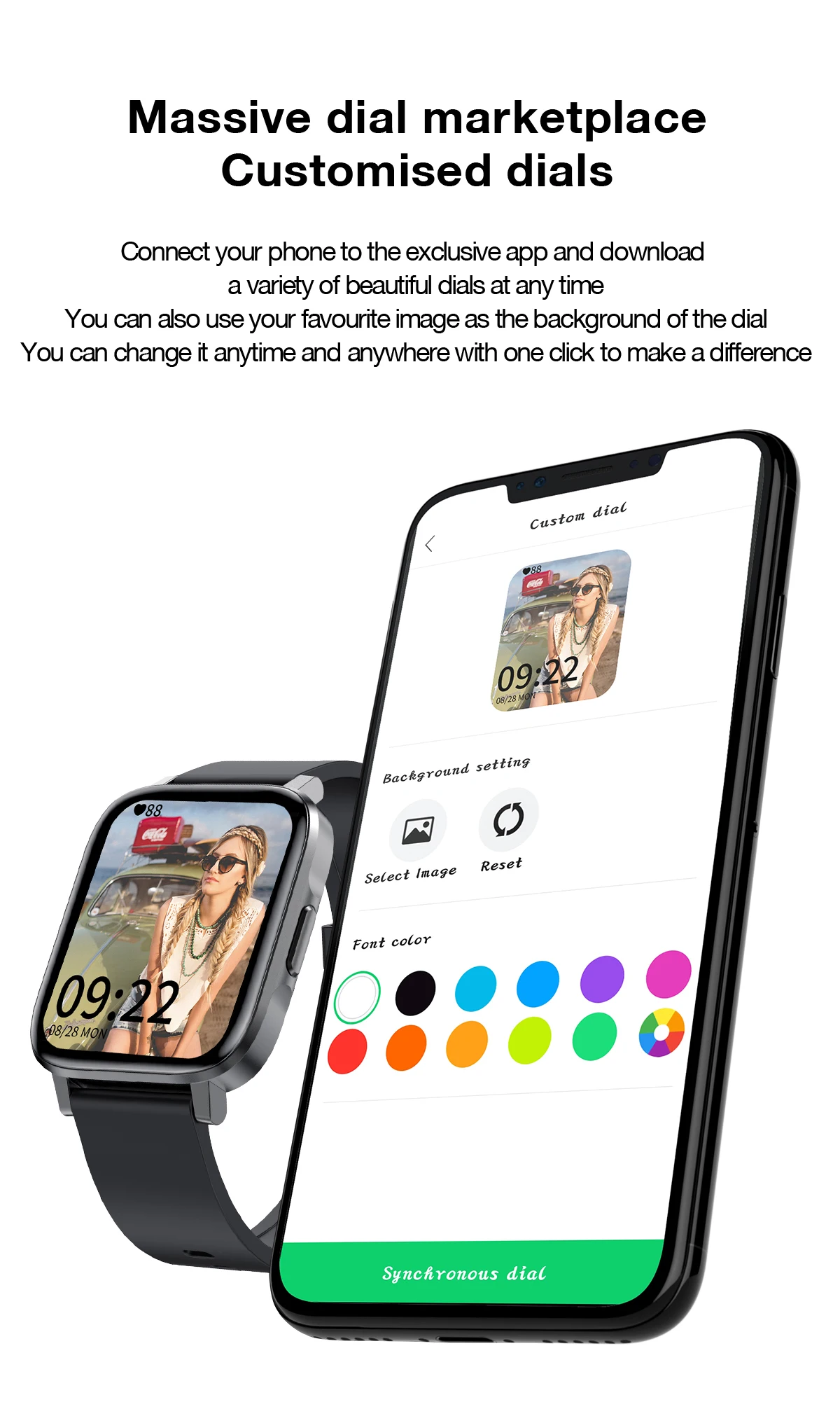 Smart watch 1.7 tolline Temperatuuri Jälgida Südame Löögisagedus, vererõhk DIY kettaid, Sport kellad IP68 Veekindel jaoks xiaomi iphone