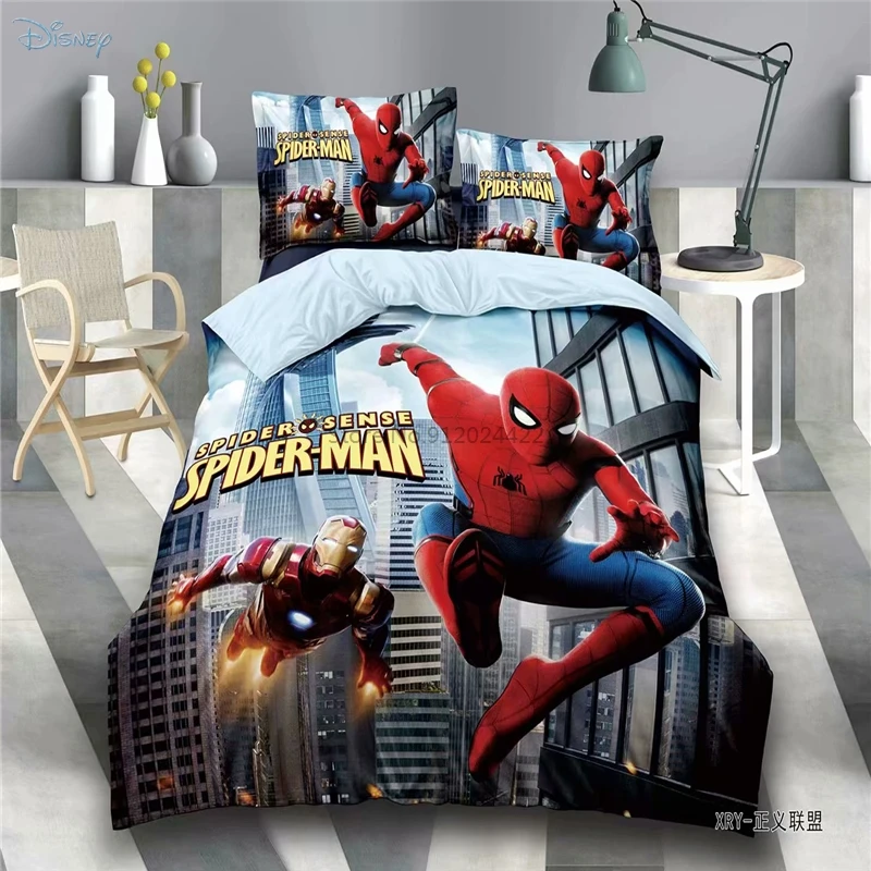 Spider Man Iron Man Kapten Ameerika Marvel Iseloomu Voodipesu Komplekt Lastele Multifilmide Tekikott Leht Padjapüür Twin Täissuuruses