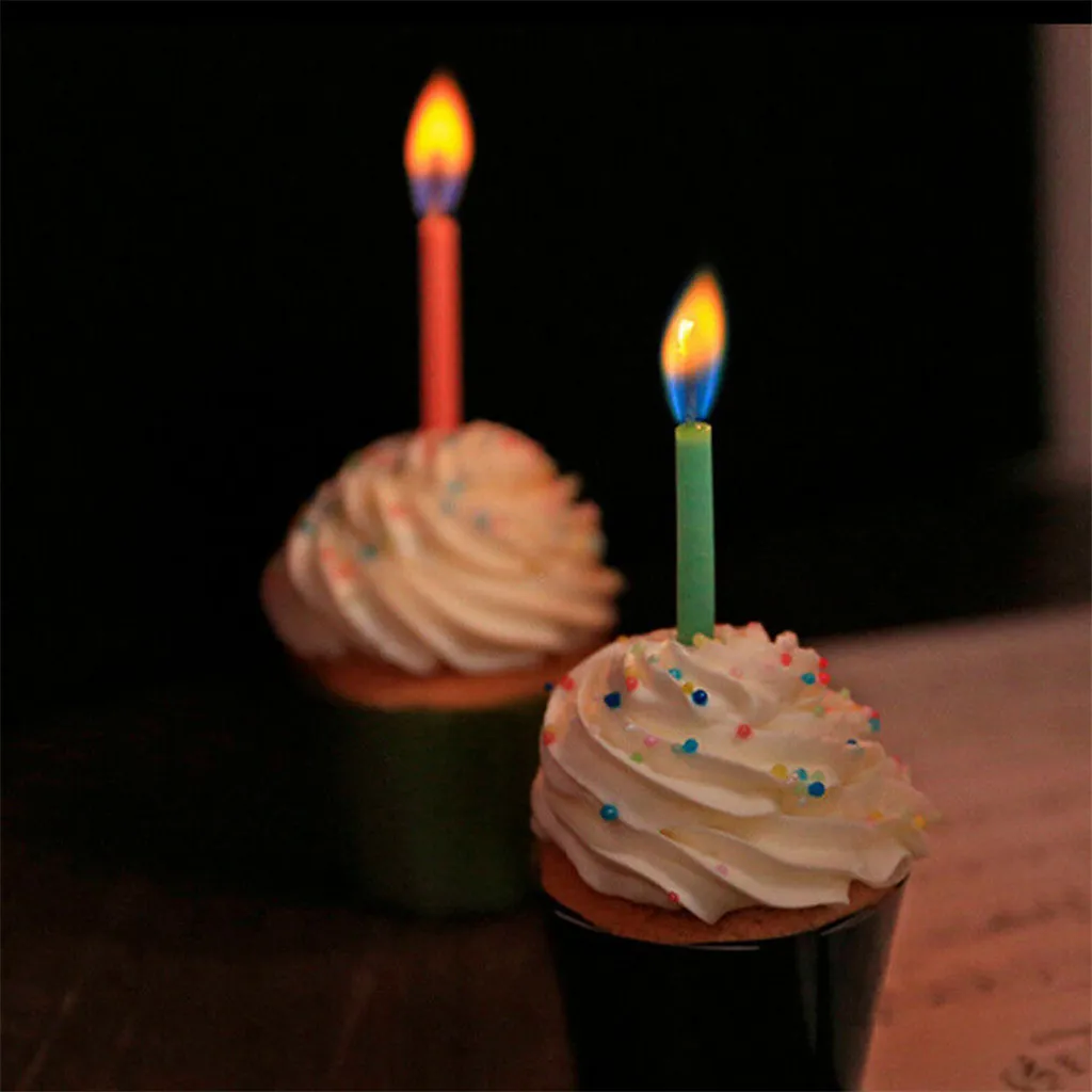 Sünnipäeva küünal pool, pulmad, puhkus värvikas leek keskkonnakaitse söödav vaha kook decor värvikas leek küünal #50