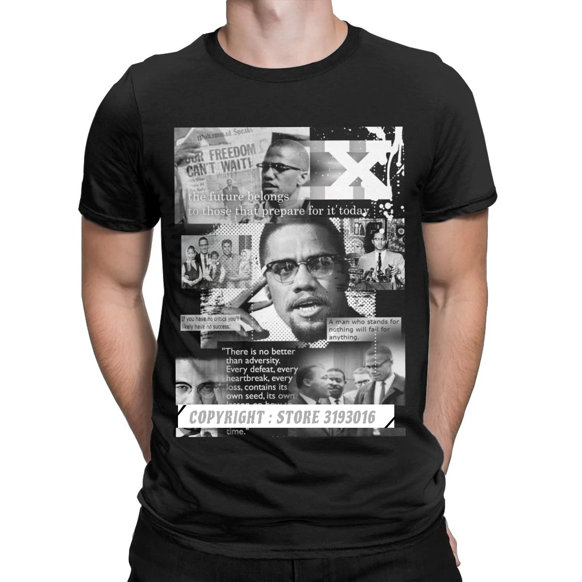 Tasuta Kupongid Vaba aja Mood 3D T-Särk Must Õiguste Aafrika Malcolm X Lisatasu Puuvill Hipster Streetwear Klassikaline T-Särk Mees