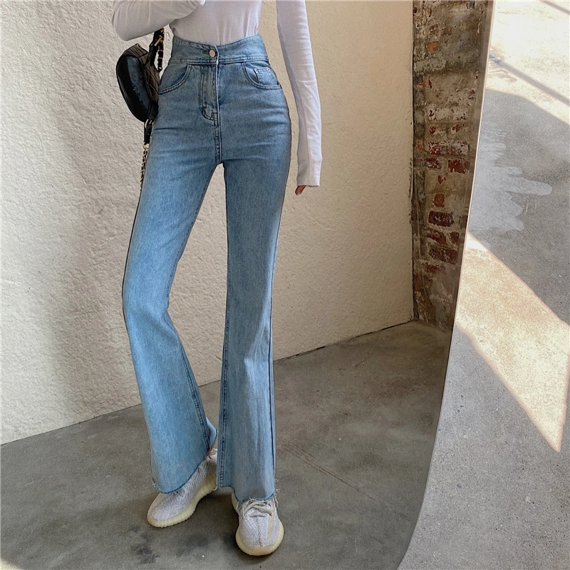 Vintage Teksad Naistele 2021 Kevadel Uus High-Talje Zip Sinine Emane Lahvatas Jeans Street Wear Denim Mopiga Püksid