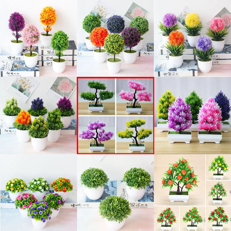 Võltsitud Lilled Tabel Pottidesse Kaunistused Kodu Kaunistamiseks Hotelli Aed Decor Kunstlik Taimed Bonsai Väike Puu Simulatsiooni Potitaimed