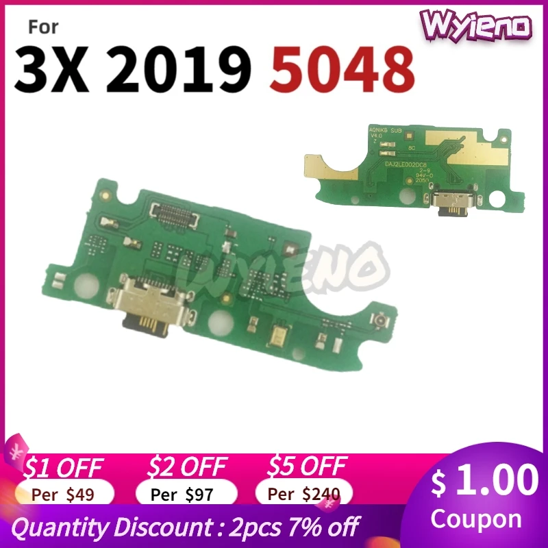 Wyieno Jaoks Alcatel 3X 2019 5048 USB Dock Aku Laadija Pordi Andmed Ühendage Pistik Koos Mikrofoni Flex Kaabel