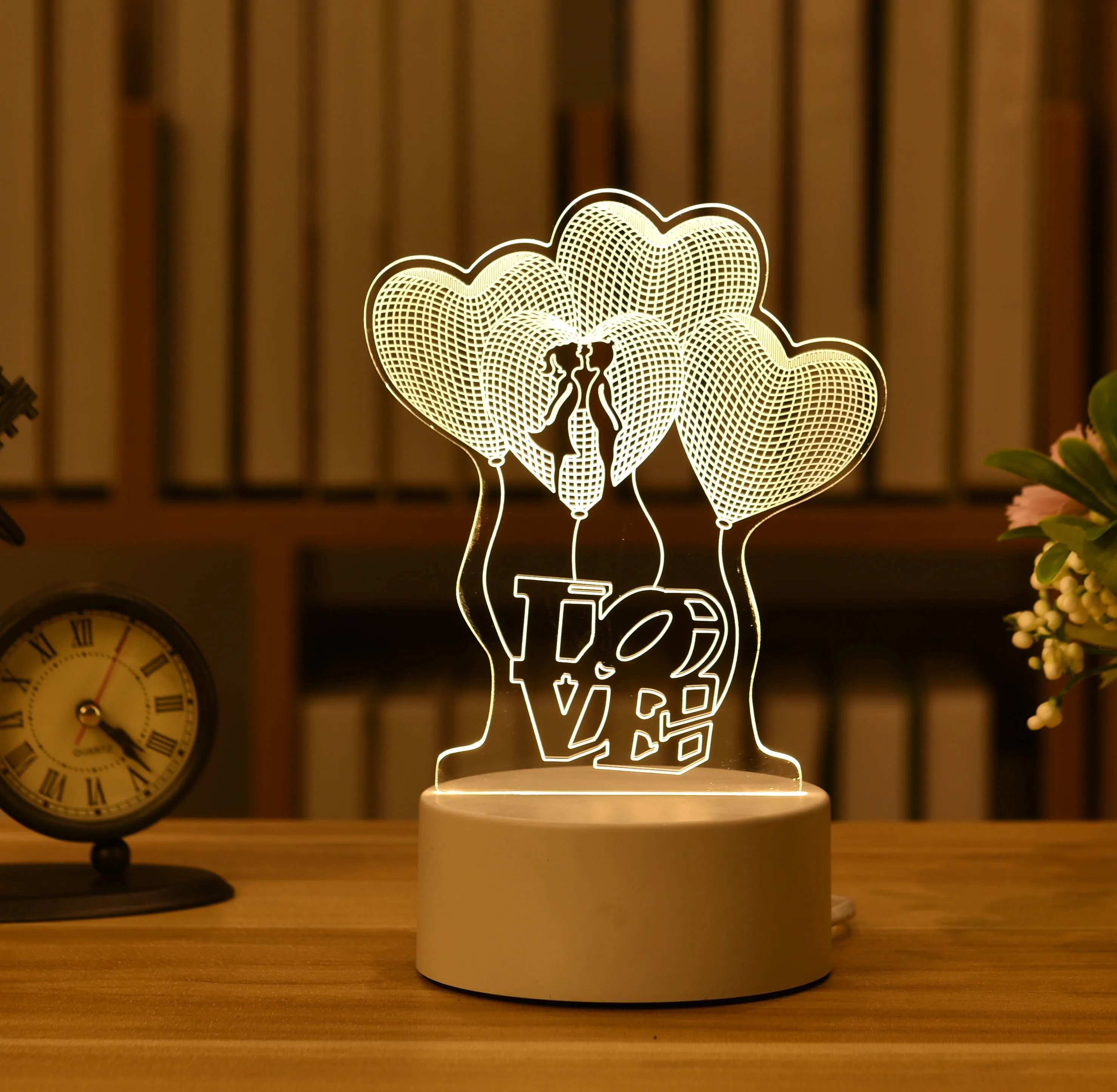 Ystävänpäivä Kingitus Karu Süda 3D Lamp Akrüül LED Night Light Pulmad Decor Chirstmas Tüdruku Sünnipäeva Küülik Lihavõtted Decor